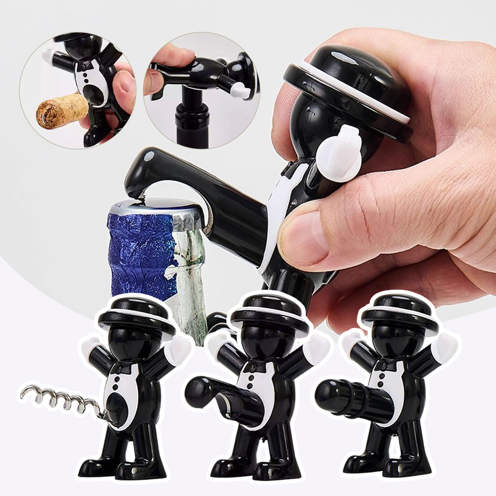Wine In Beer Bottle - Black Cool Man flesopener Moeiteloos wijnschroefverwijderaar