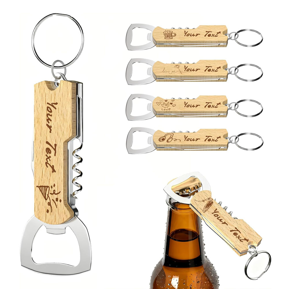 Wine In Beer Bottle - Op maat gegraveerd logo flesopener sleutelhanger