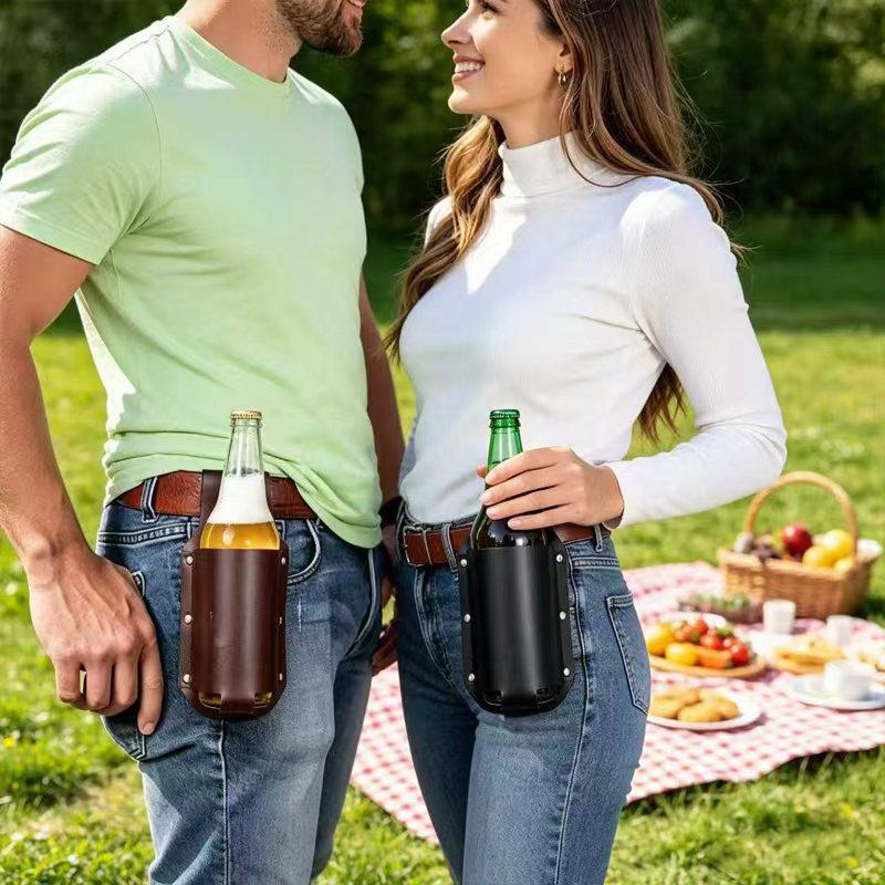 1 stuks leren bierbekerhouder  - Wine In Beer Bottle recensie en prijs